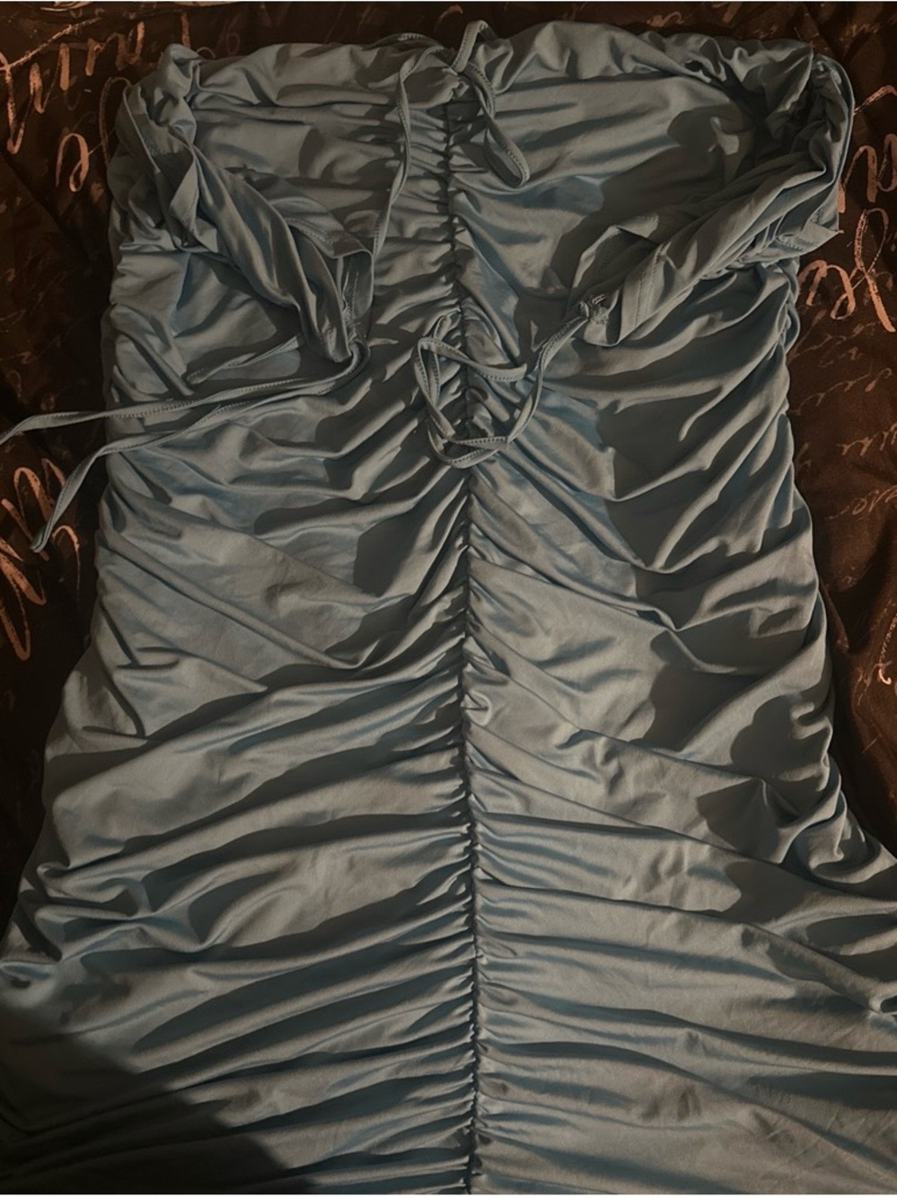 Fashion Nova Dusty Blue Strapless Ruched Women's Dress
